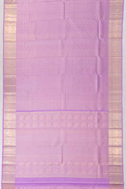 Kanchipuram Silk Criss Cross Checks And Butta Lavender Saree