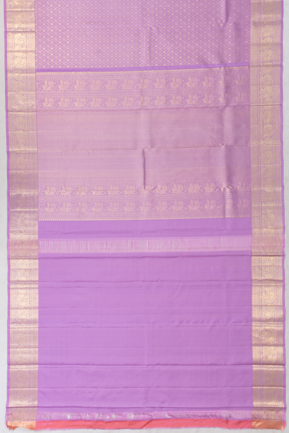 Kanchipuram Silk Criss Cross Checks And Butta Lavender Saree