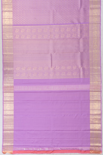 Kanchipuram Silk Criss Cross Checks And Butta Lavender Saree