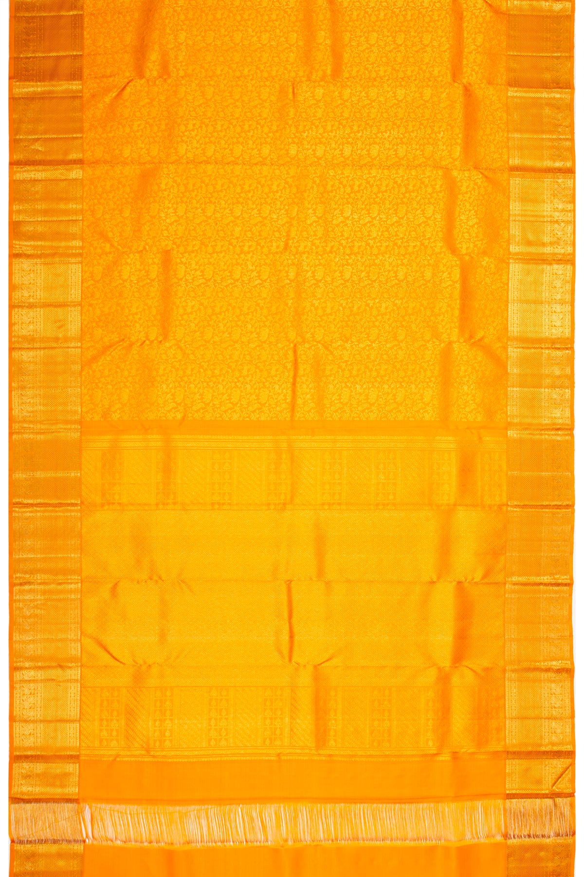 Kanchipuram Silk Vanasingaram Brocade Yellow Saree