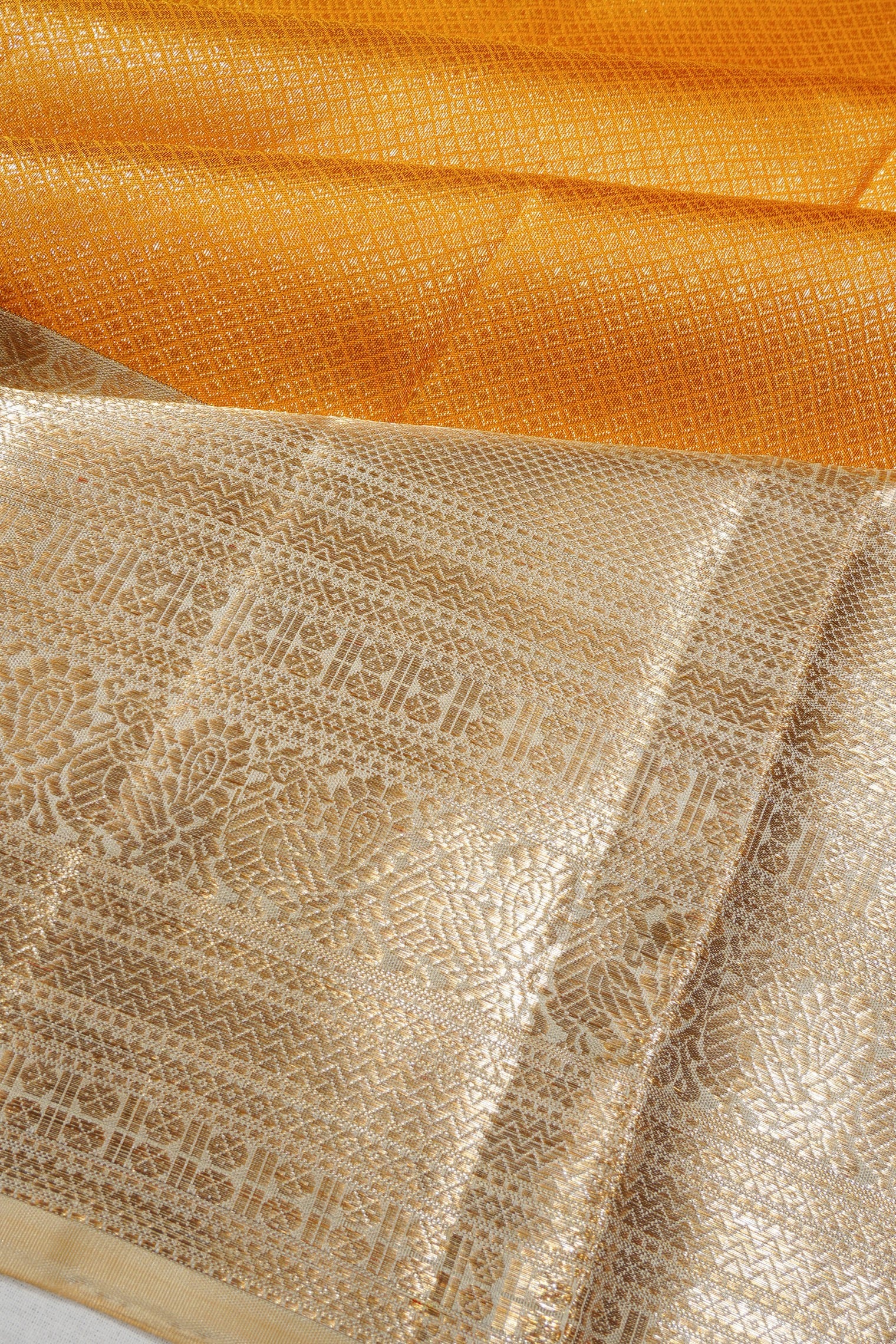 Kanchipuram Silk Tissue Brocade Yellow Saree