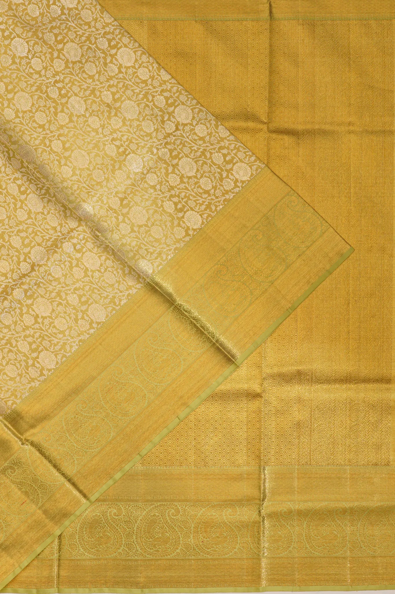 Kanchipuram Silk Tissue Brocade Gold Saree