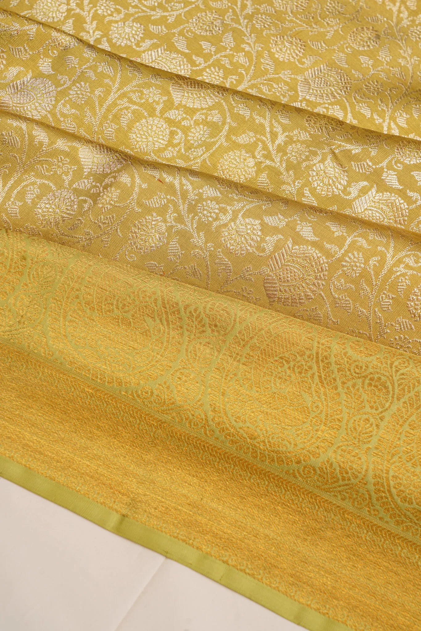 Kanchipuram Silk Tissue Brocade Gold Saree