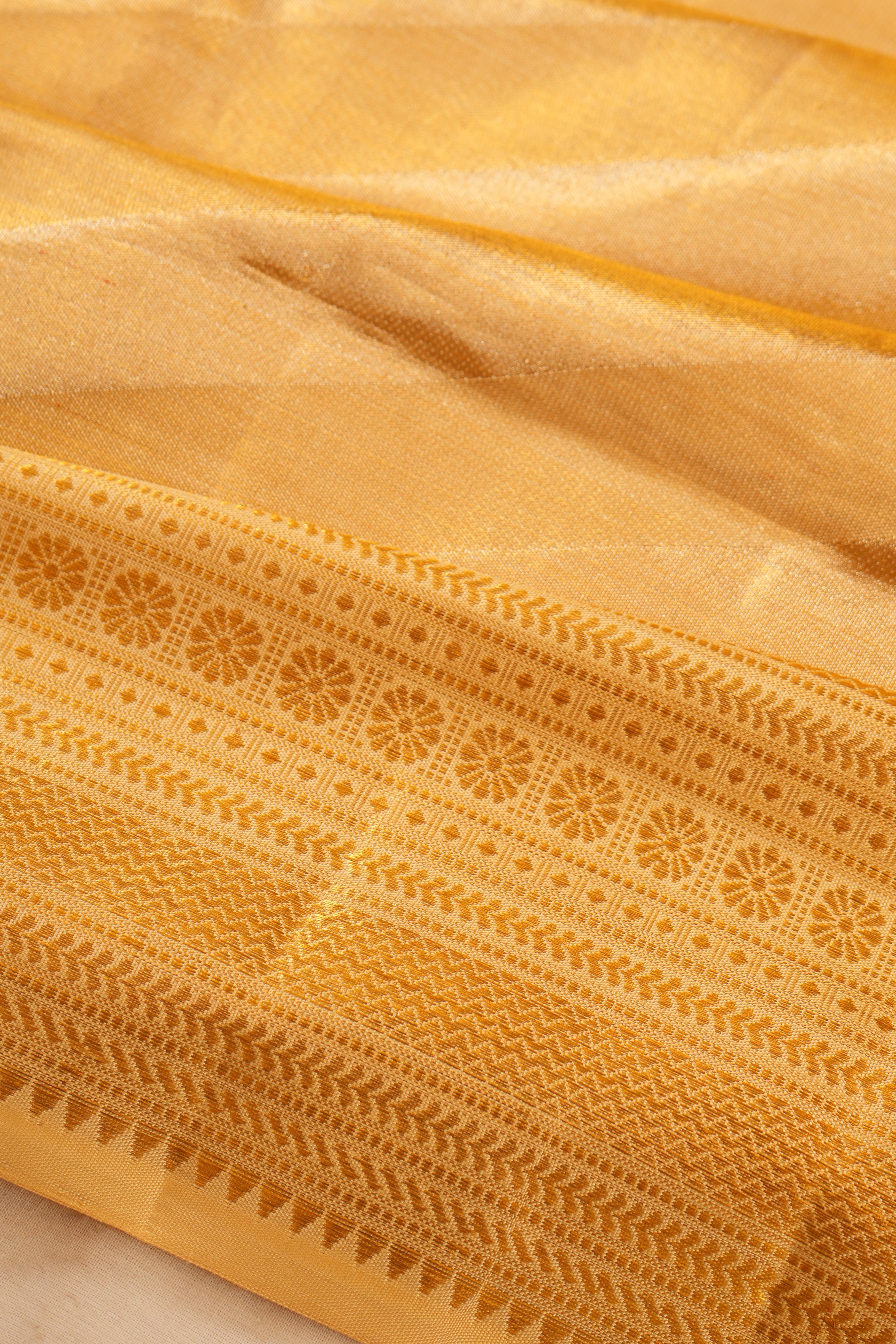 Kanchipuram Silk Tissue Brocade Gold Saree