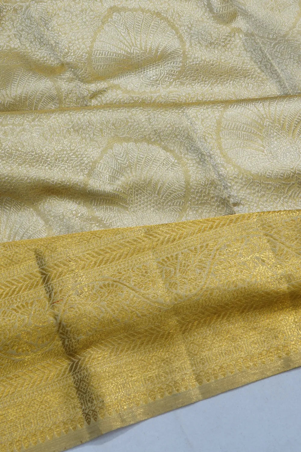 Kanchipuram Silk Tissue Brocade Gold Saree