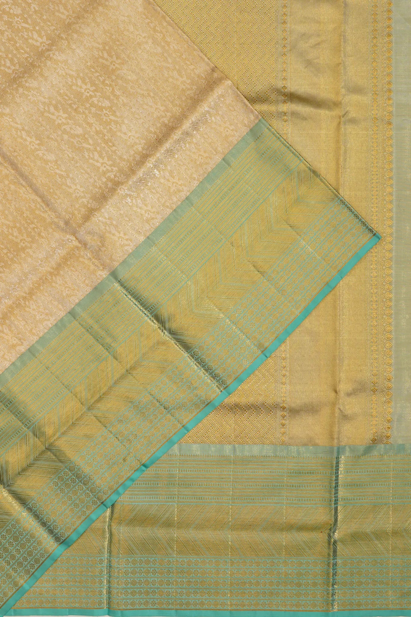 Kanchipuram Silk Tissue Brocade Gold Saree