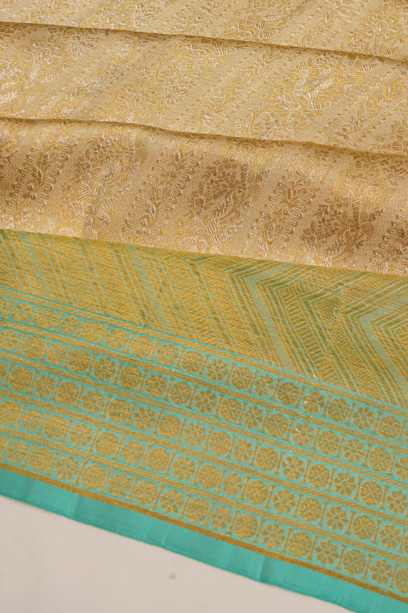 Kanchipuram Silk Tissue Brocade Gold Saree
