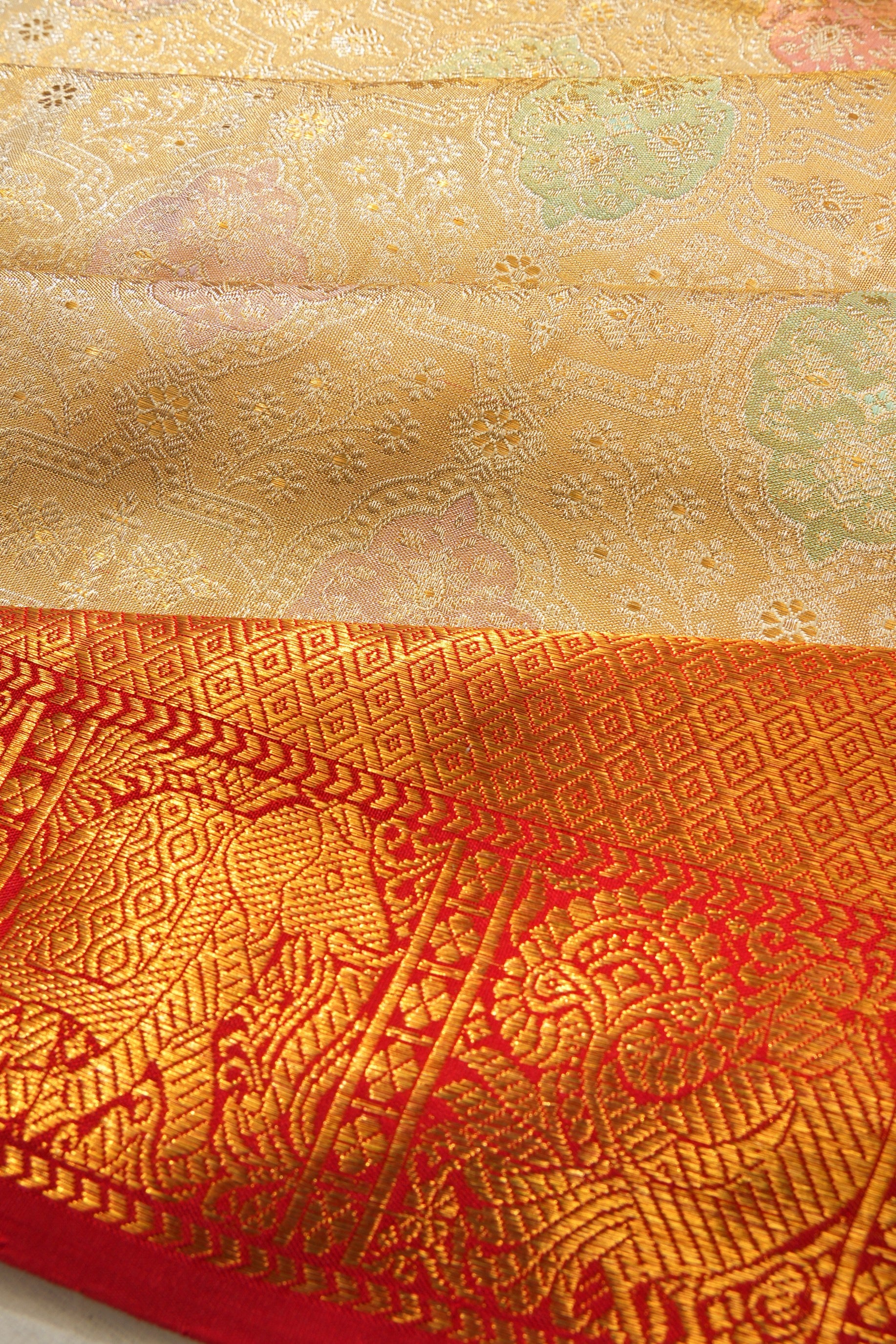 Kanchipuram Silk Tissue Brocade Gold Saree
