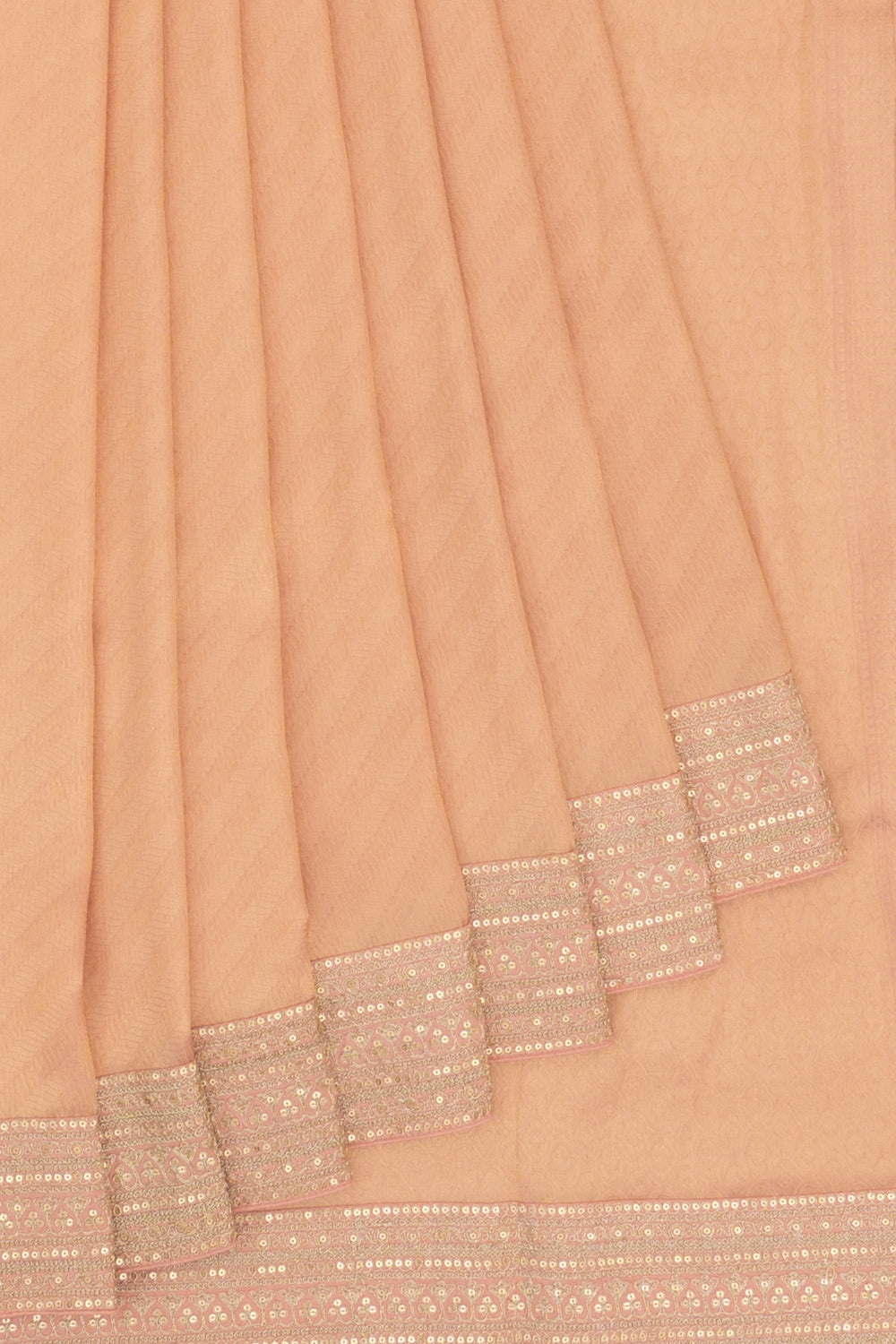 Chanderi Silk Geometrical Brocade Peach Saree