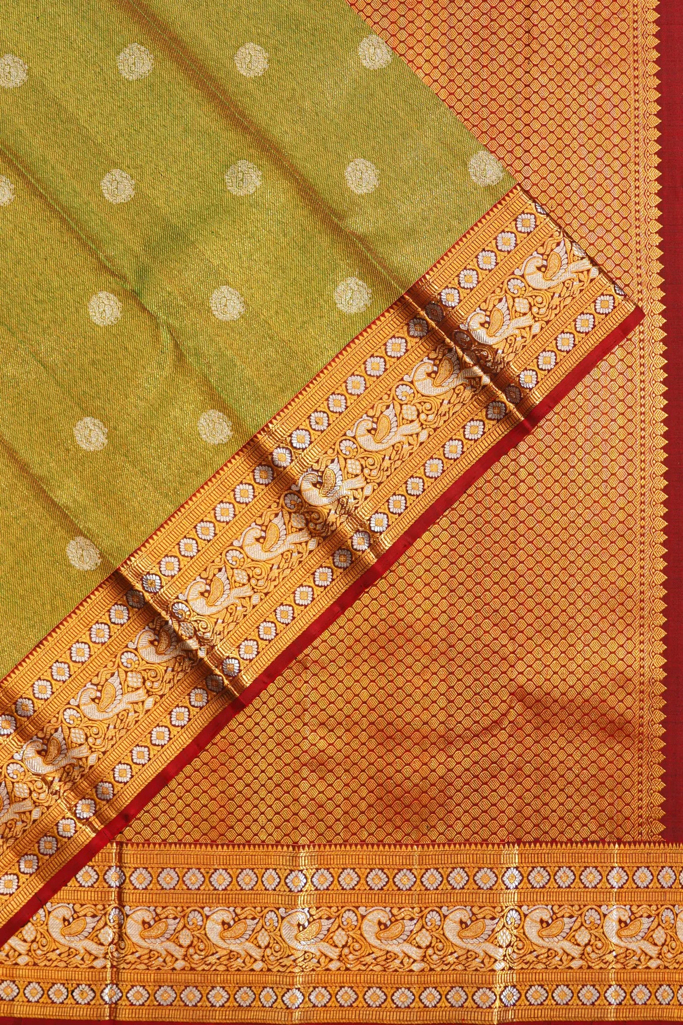 Kanchipuram Silk Tissue Butta Green Saree
