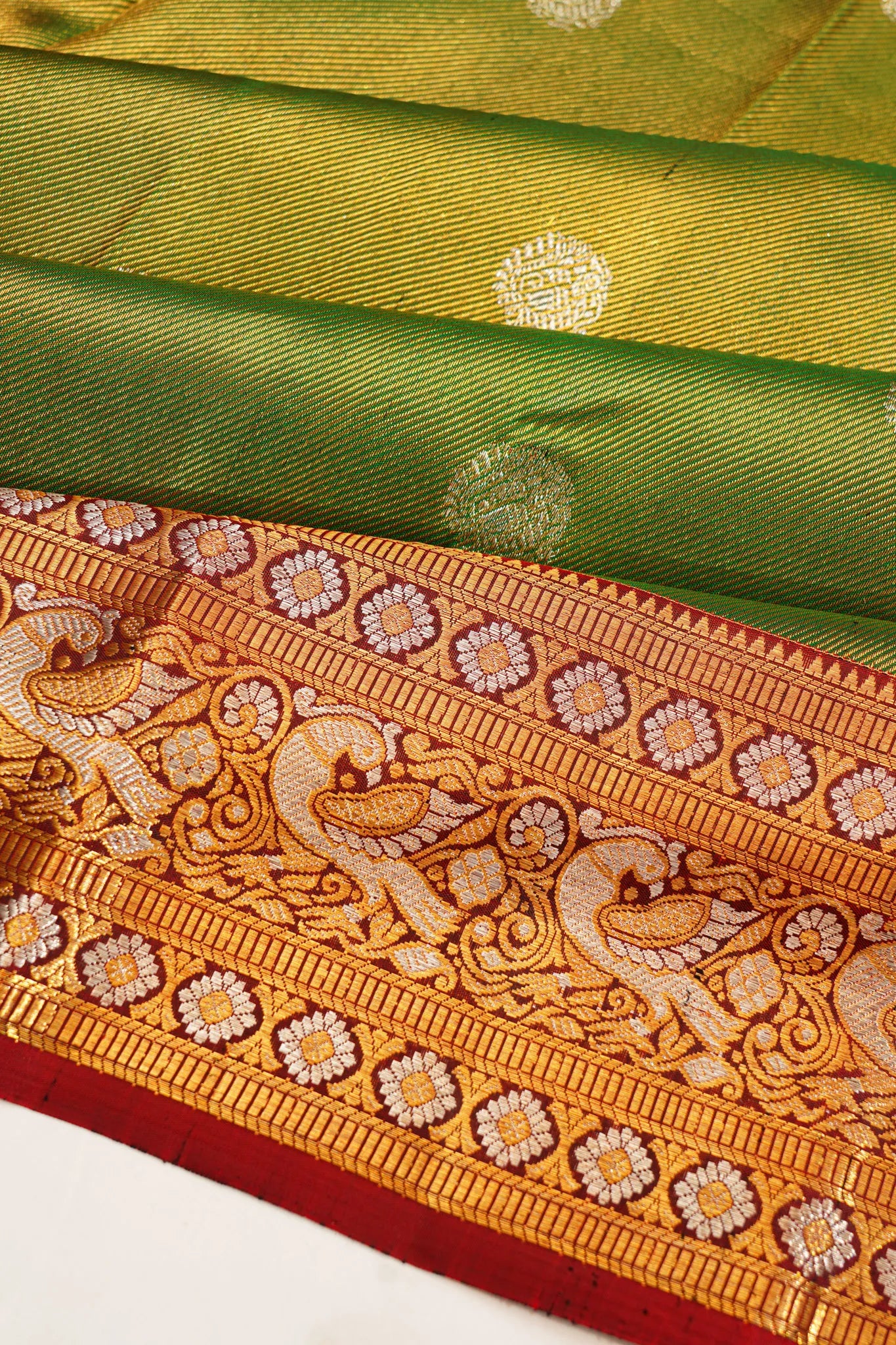 Kanchipuram Silk Tissue Butta Green Saree