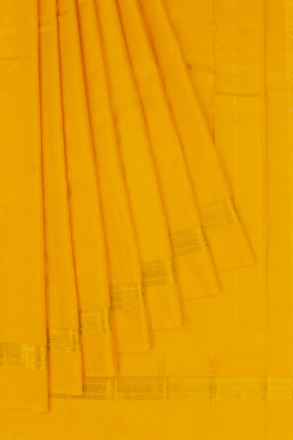 Classic Kanchipuram Silk Vertical Lines Yellow Saree