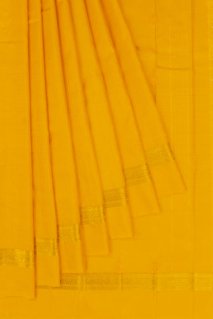 Classic Kanchipuram Silk Vertical Lines Yellow Saree