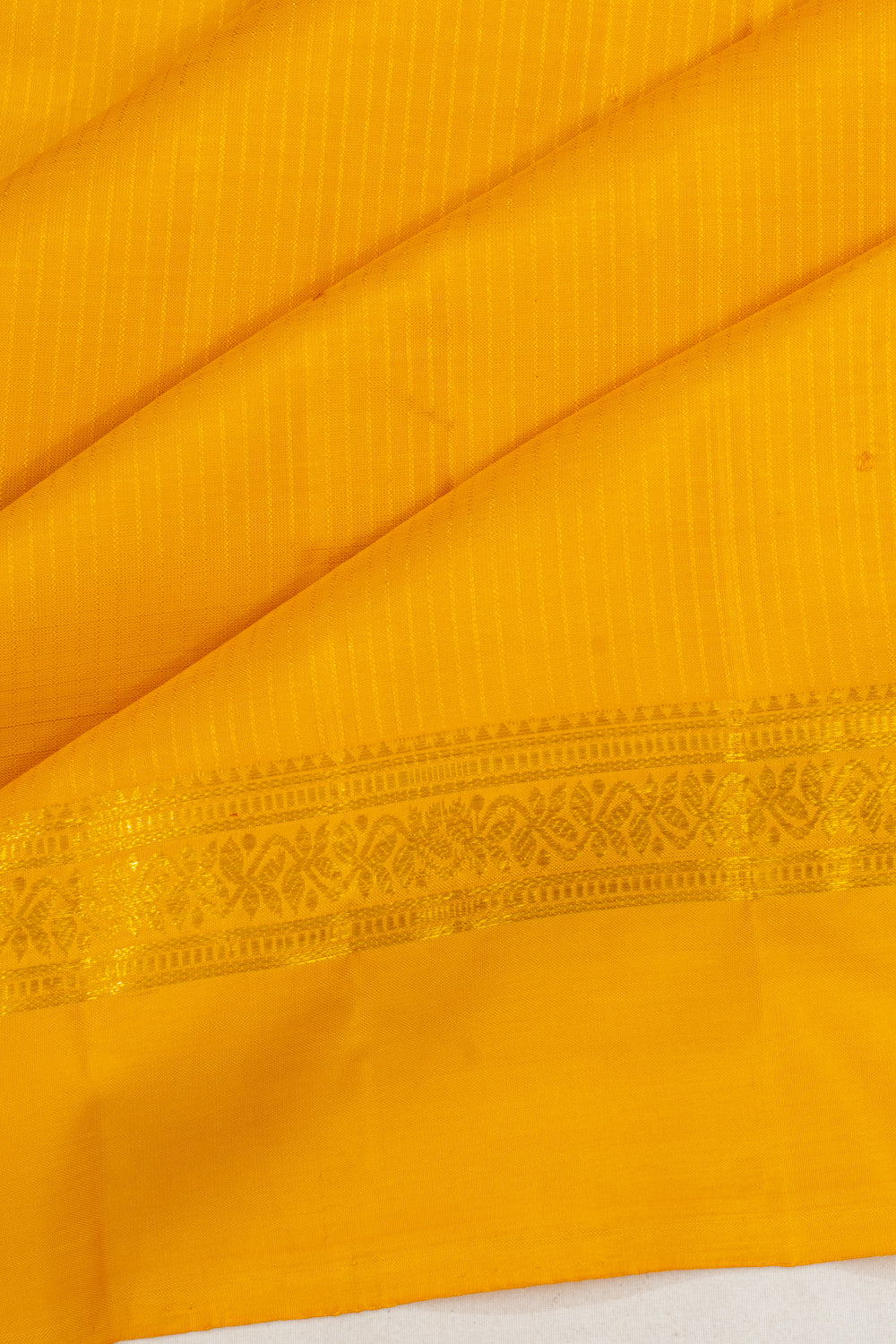 Classic Kanchipuram Silk Vertical Lines Yellow Saree