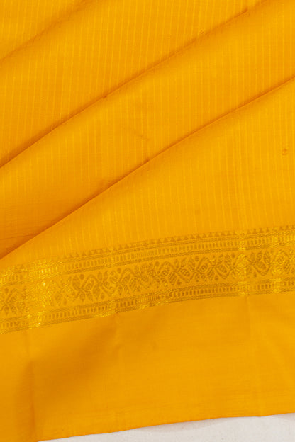 Classic Kanchipuram Silk Vertical Lines Yellow Saree