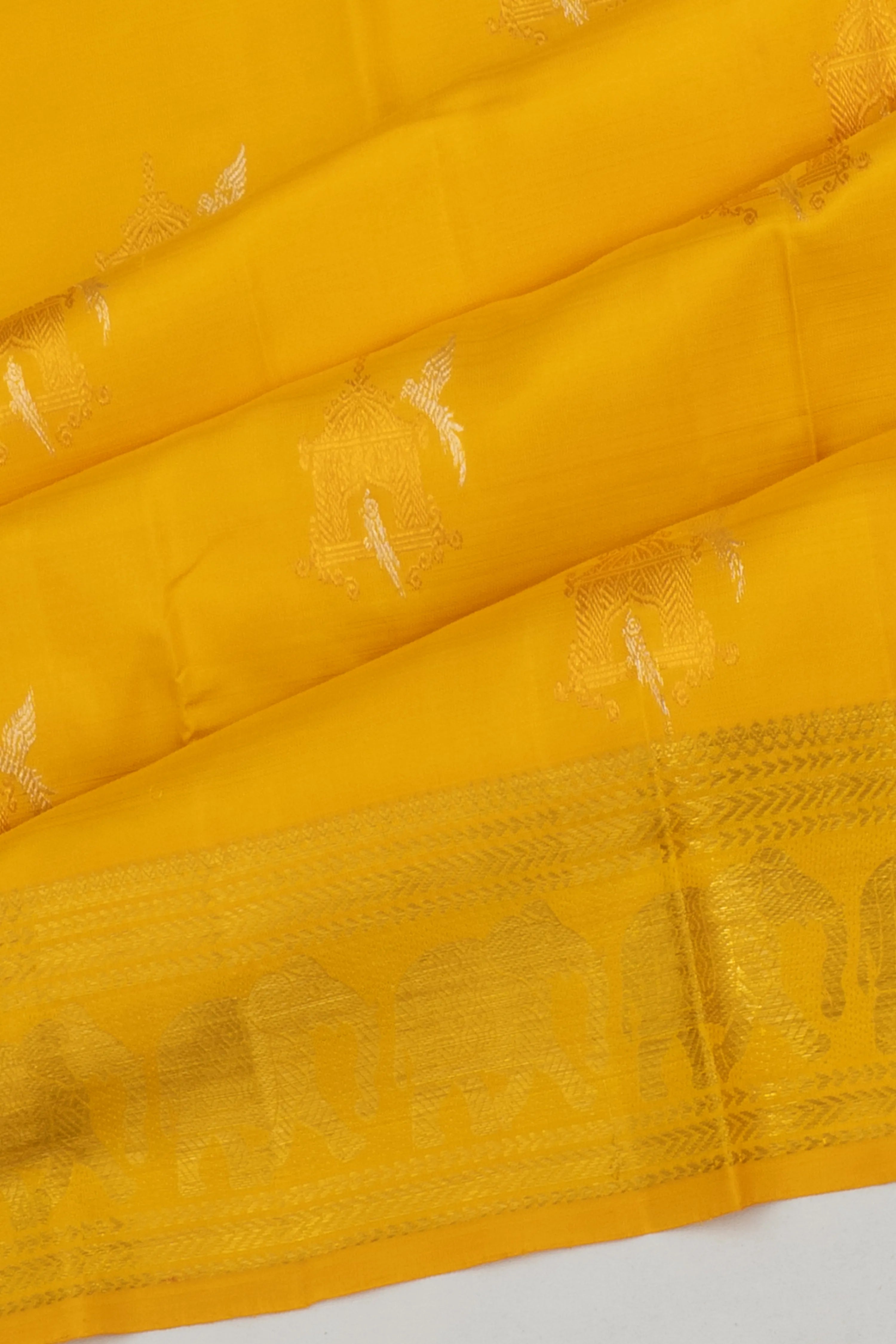 Kanchipuram Silk Butta Yellow Saree