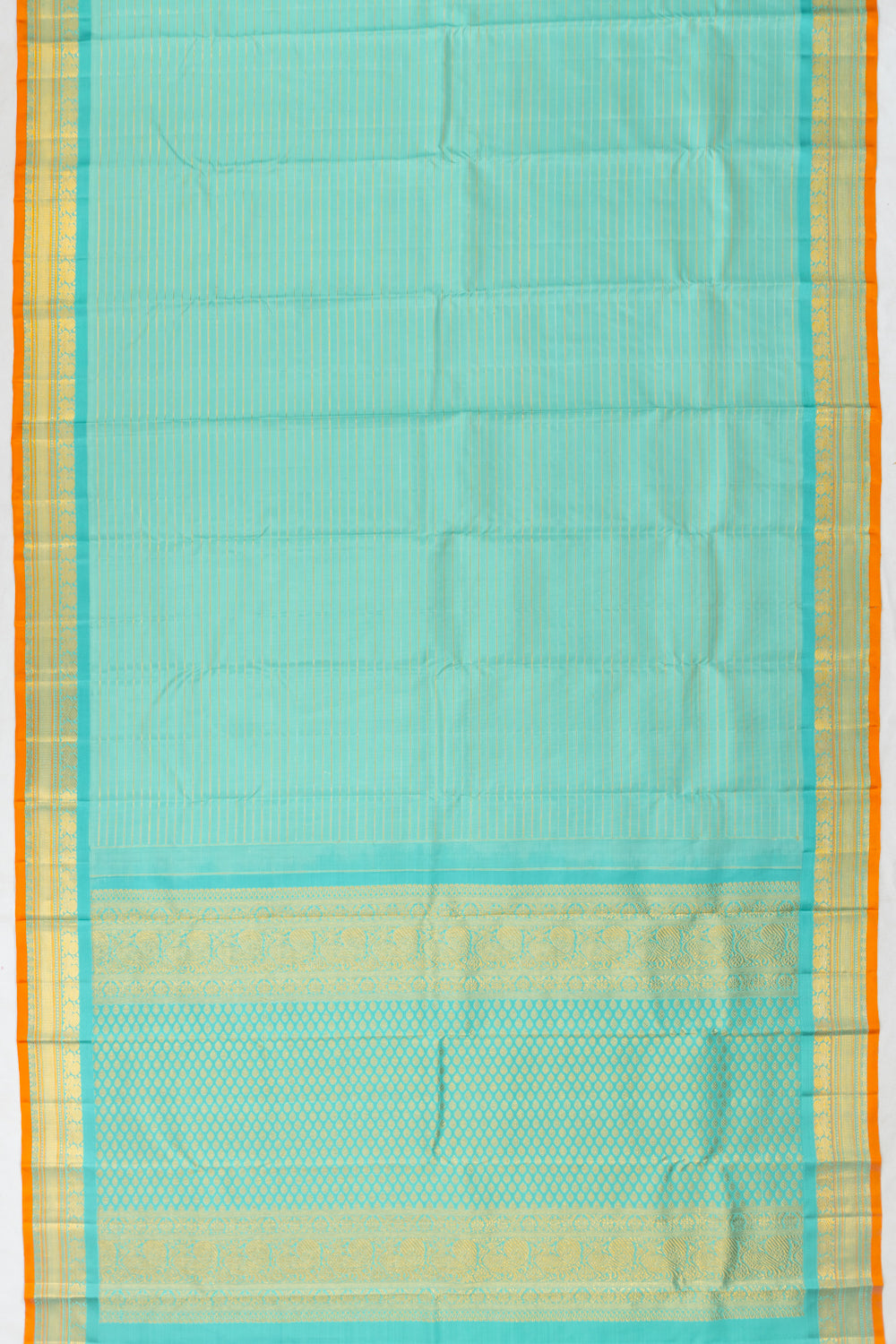 Vintage Kanchipuram Silk Oosi Lines Light Blue Saree