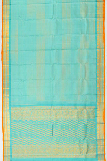 Vintage Kanchipuram Silk Oosi Lines Light Blue Saree