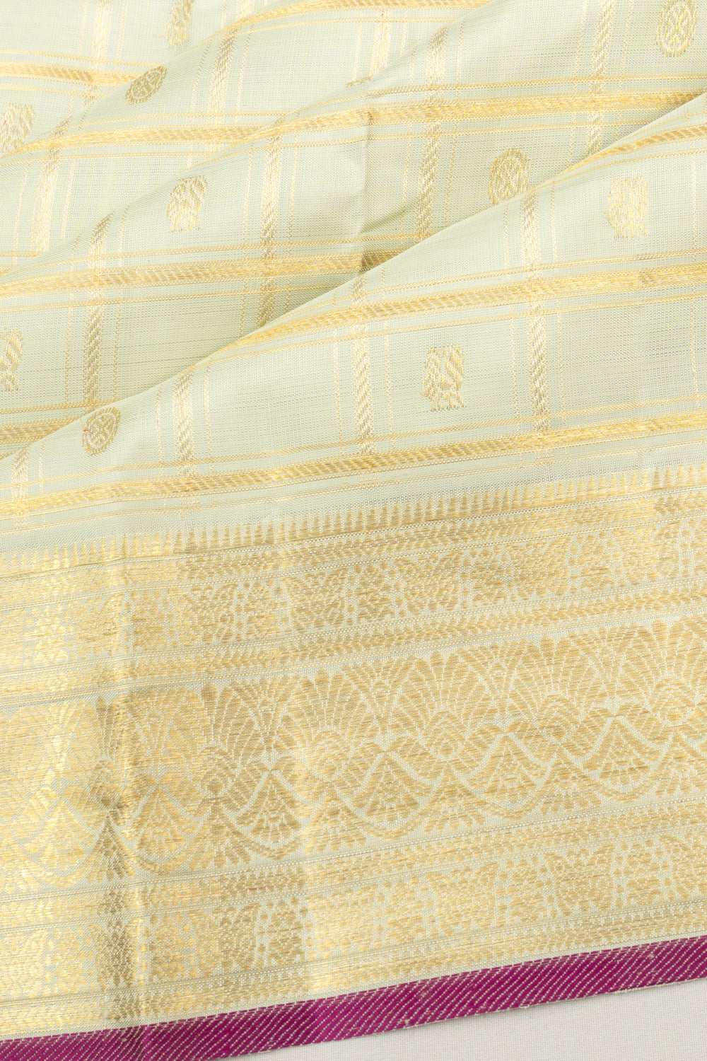 Kanchipuram Silk Checks And Butta Pastel Blue Saree