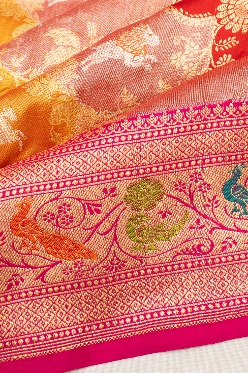 Banarasi Silk Shikargah Jaal Rangkat Pink Saree