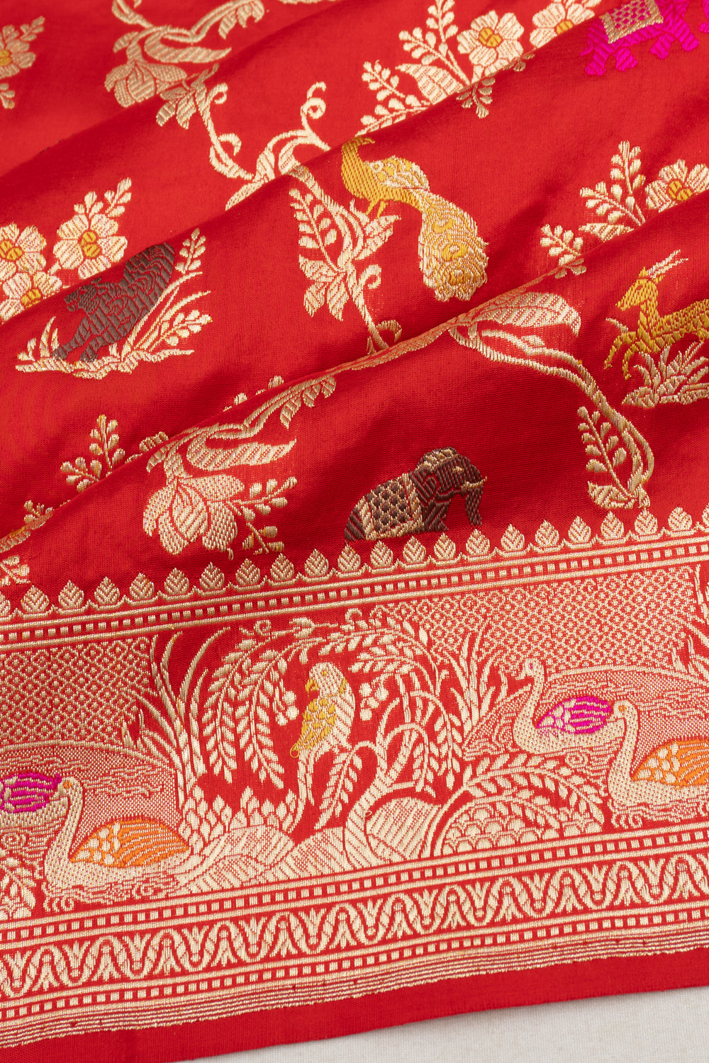 Banarasi Silk Kadwa Jaal Red Saree