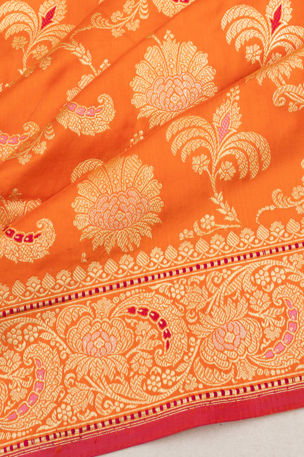 Banarasi Silk Kadwa Jaal Orange Saree