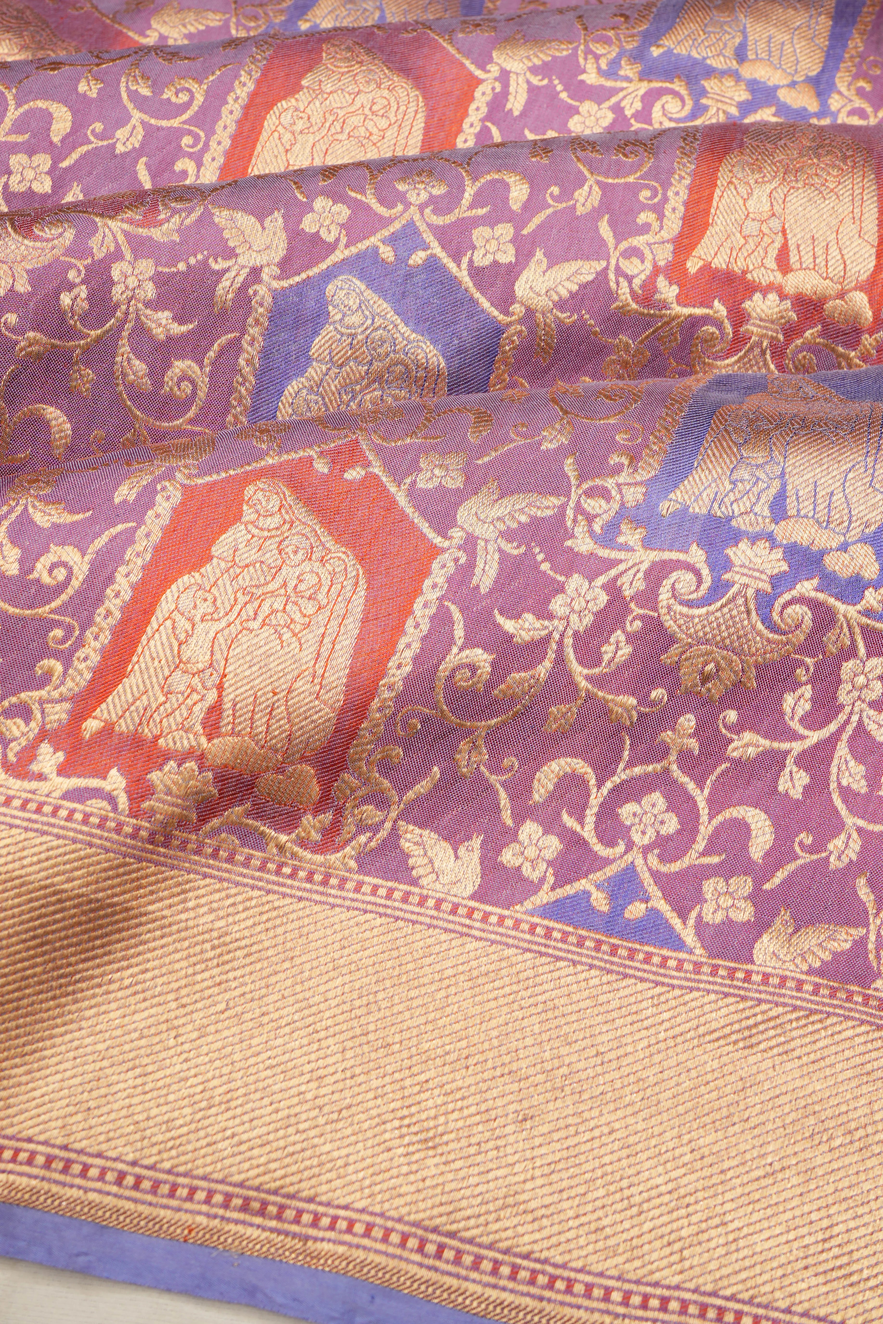Banarasi Silk Brocade Lavender Saree
