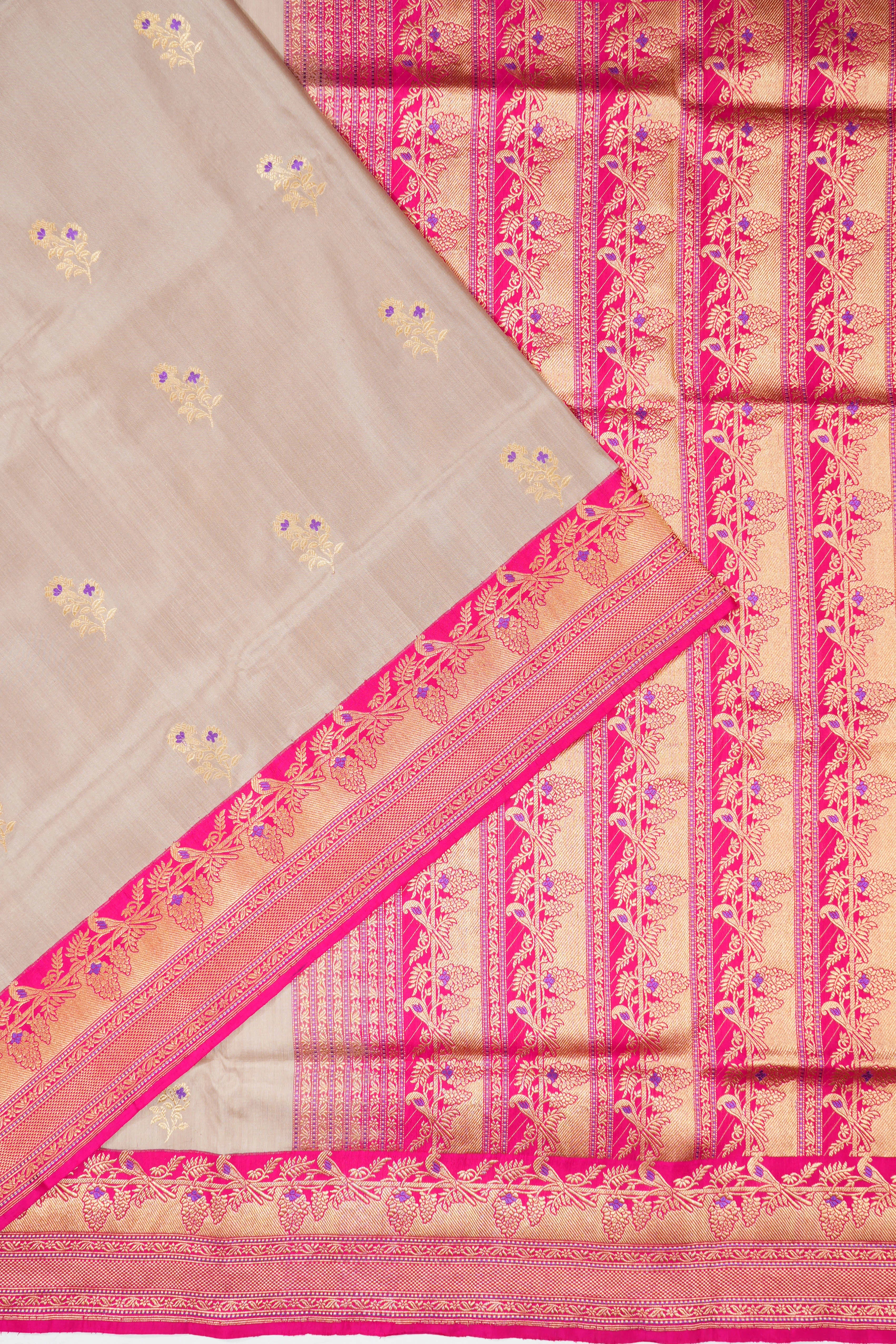 Banarasi Silk Butta Cream Saree