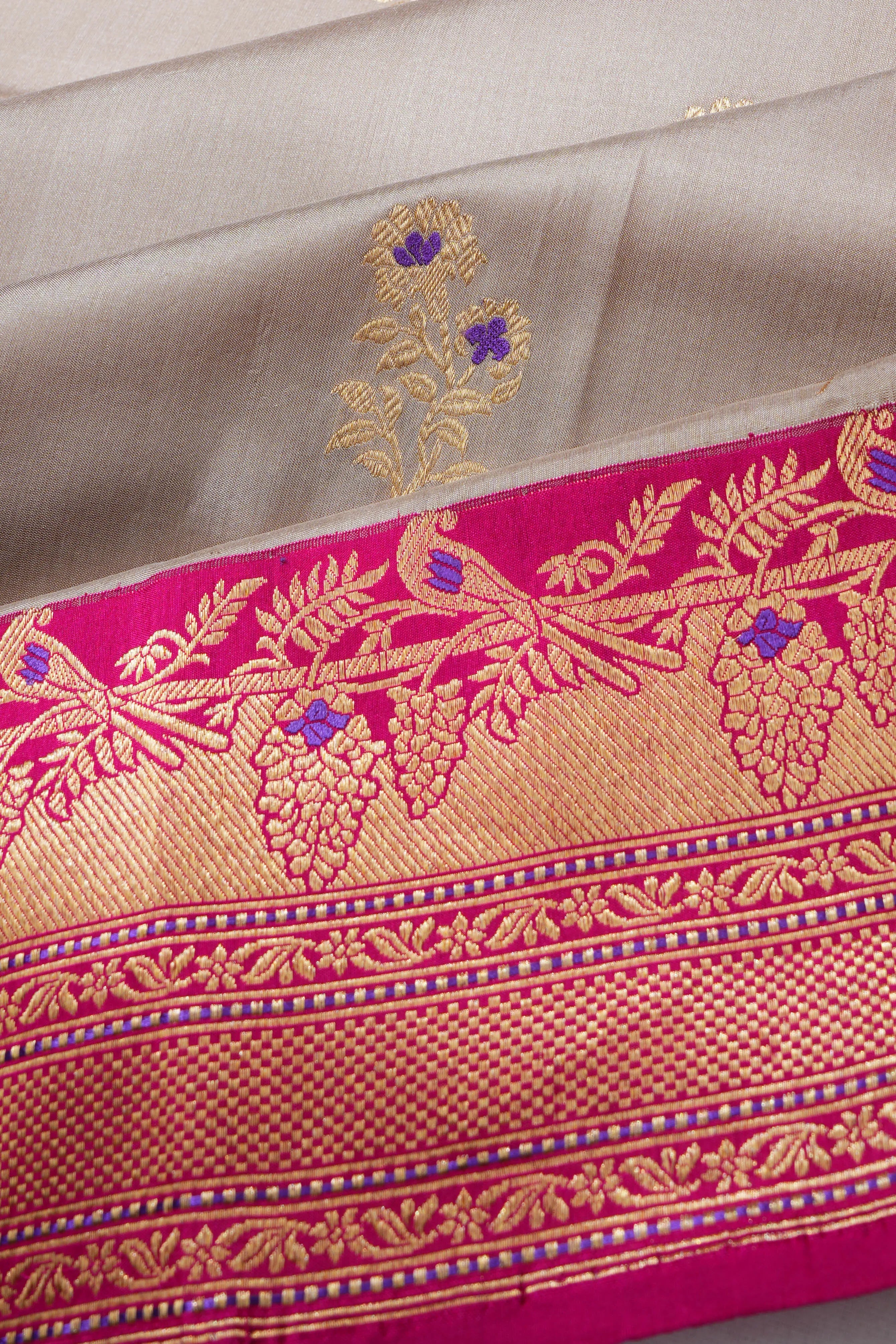 Banarasi Silk Butta Cream Saree