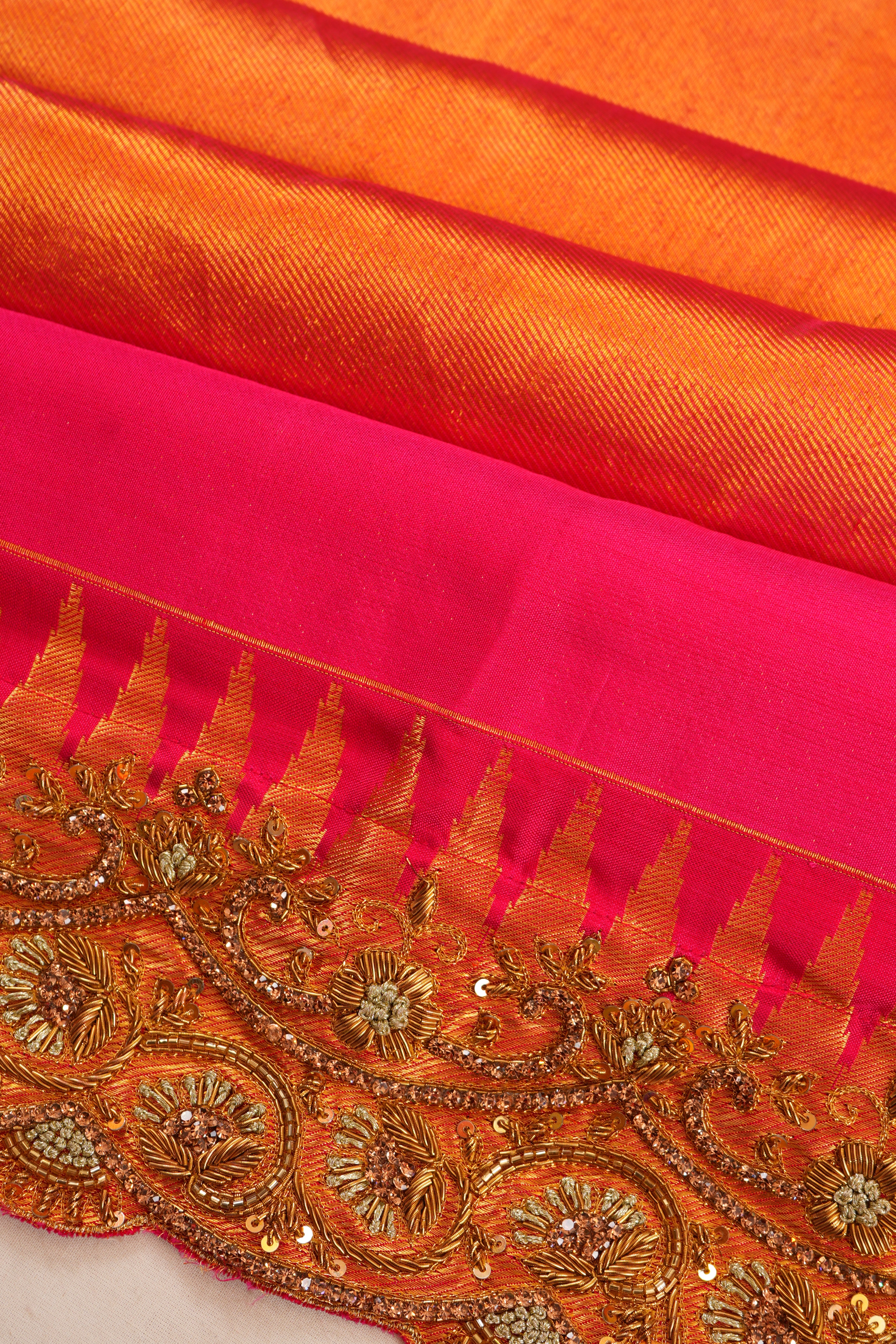 Kanchipuram Silk Tissue Plain Pink Saree With Zardosi Work