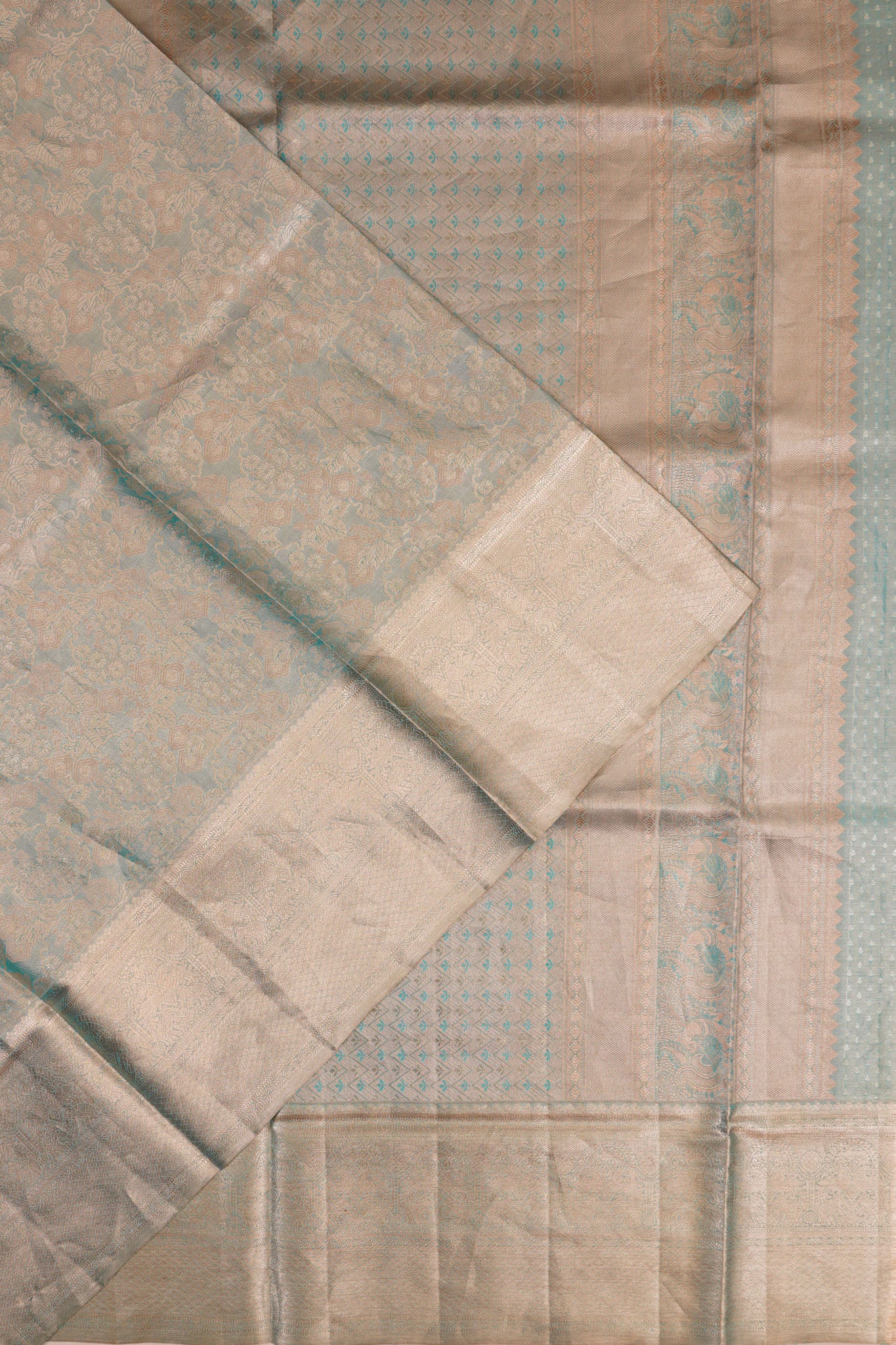 Taranga Kanchi Silk Tissue Brocade Pastel Blue Saree