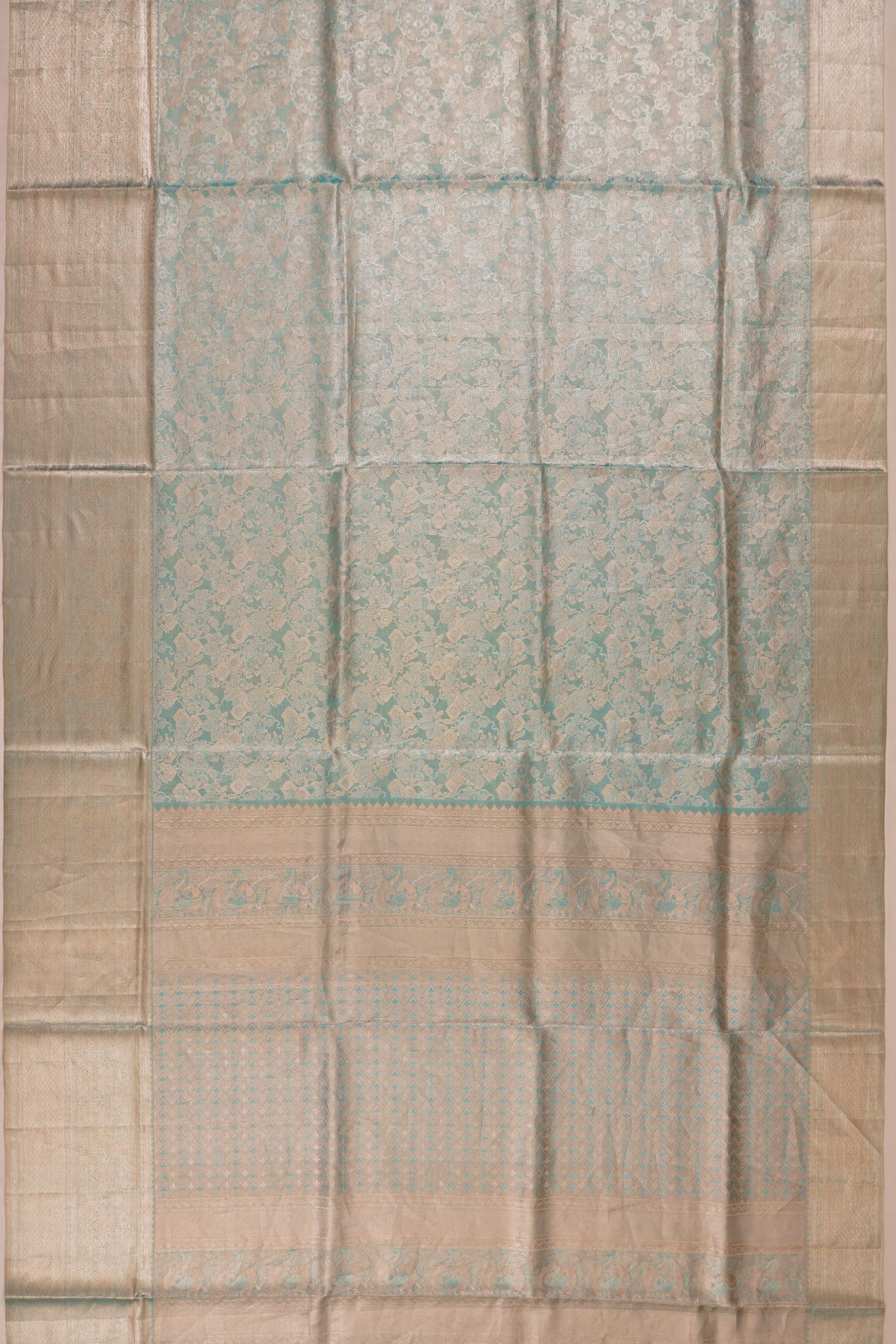 Taranga Kanchi Silk Tissue Brocade Pastel Blue Saree