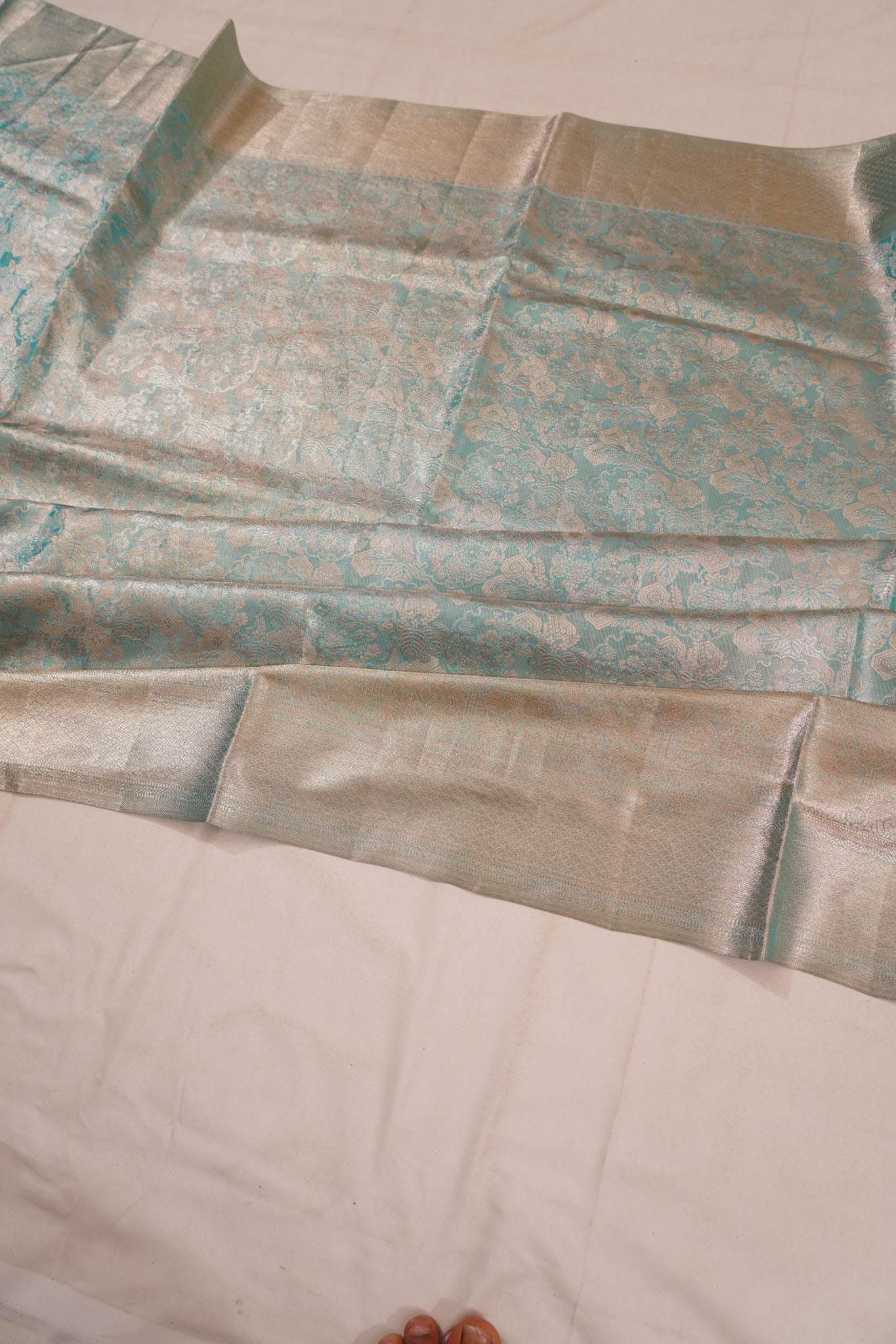 Taranga Kanchi Silk Tissue Brocade Pastel Blue Saree
