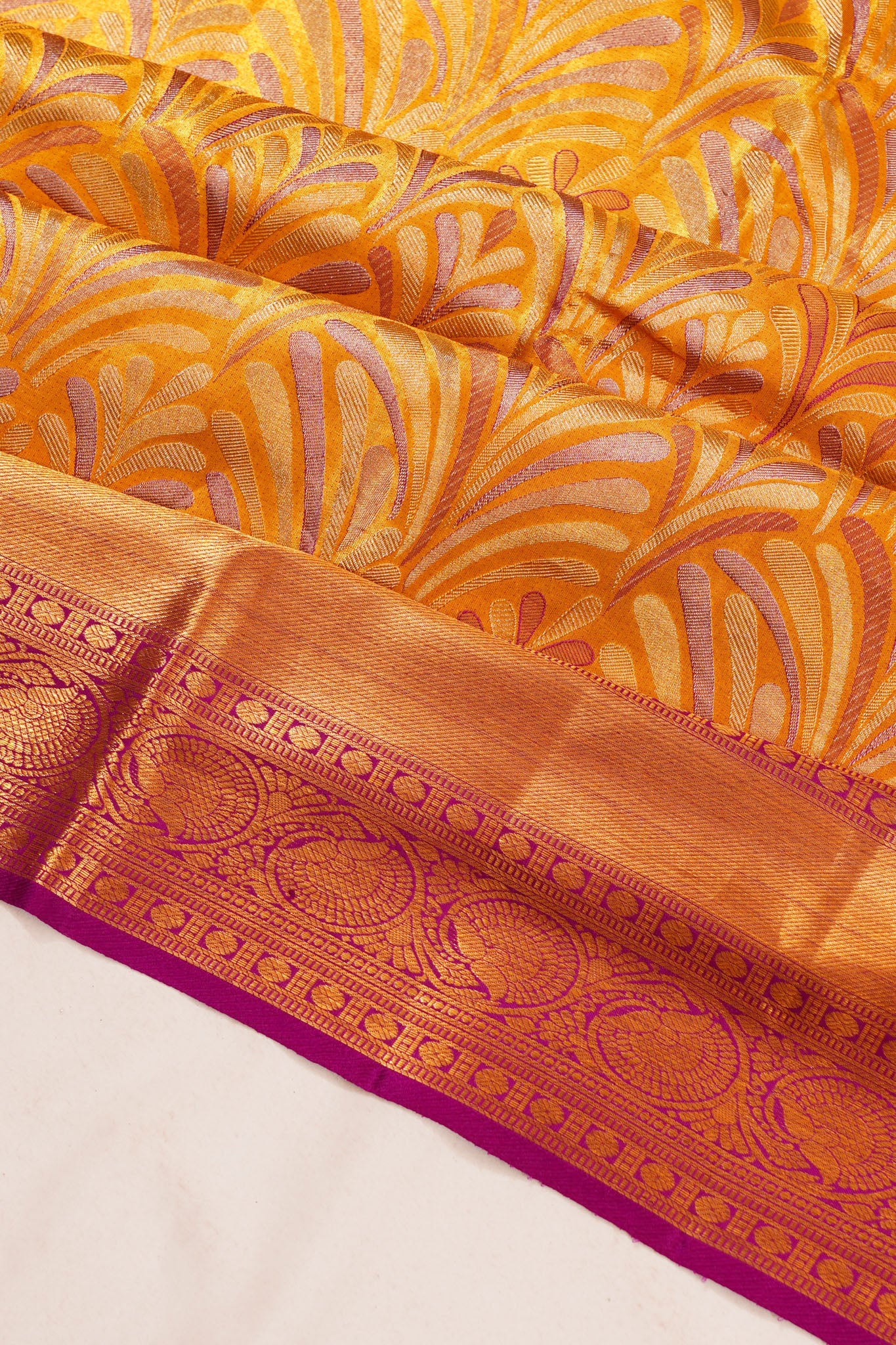 Taranga Kanchi Silk Tissue Brocade Gold Saree