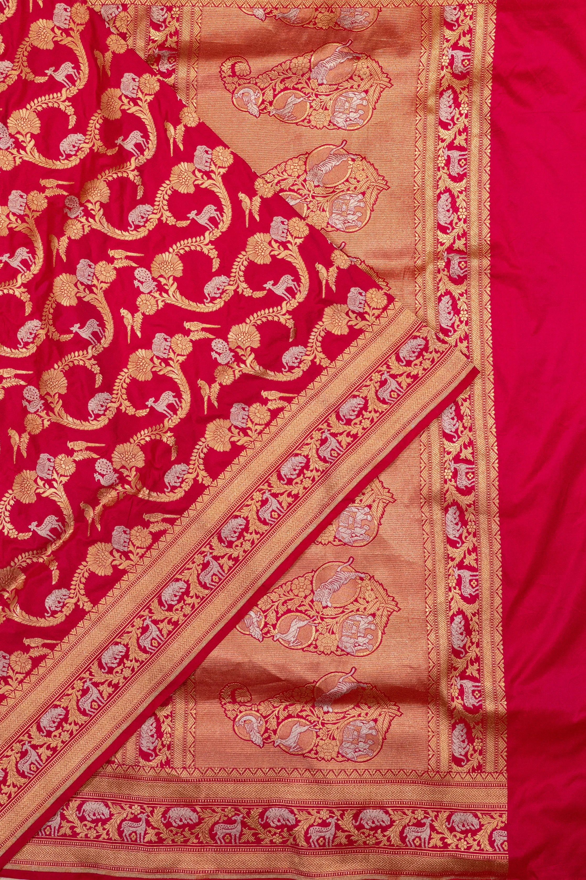 Banarasi Silk Shikargah Jaal Pink Saree