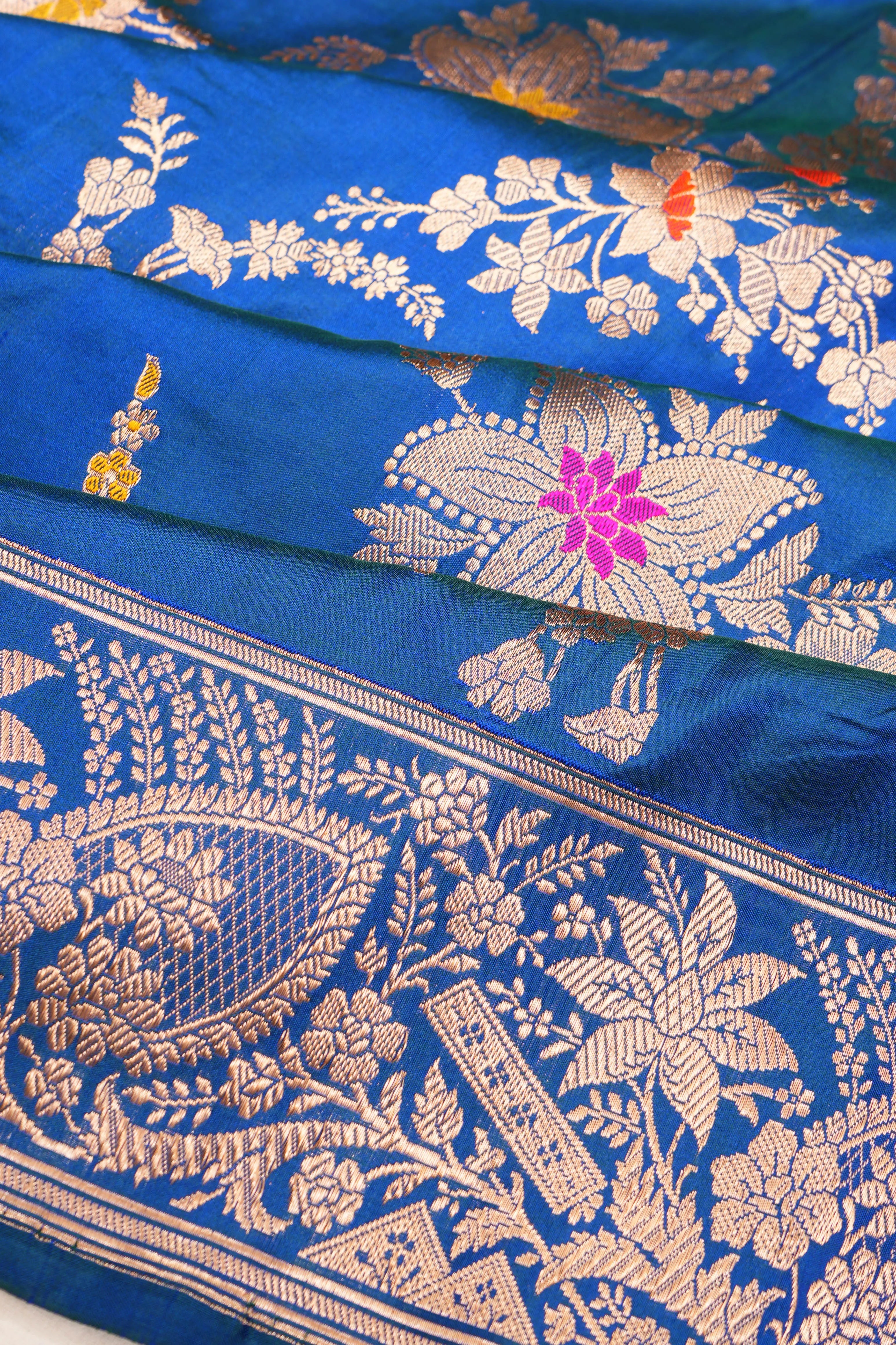 Banarasi Silk Jaal Royal Blue Saree