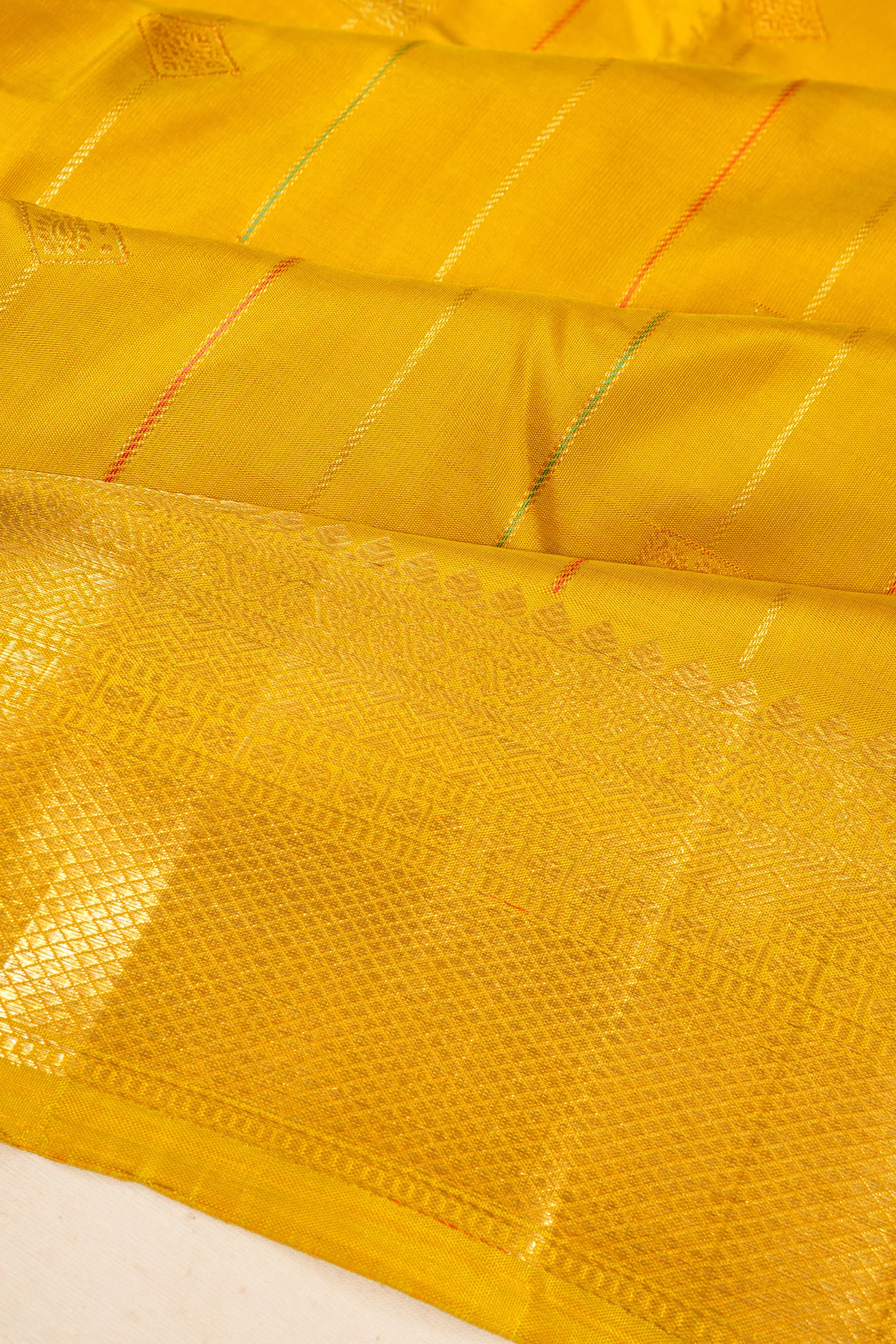 Kanchipuram Silk Brocade Yellow Saree