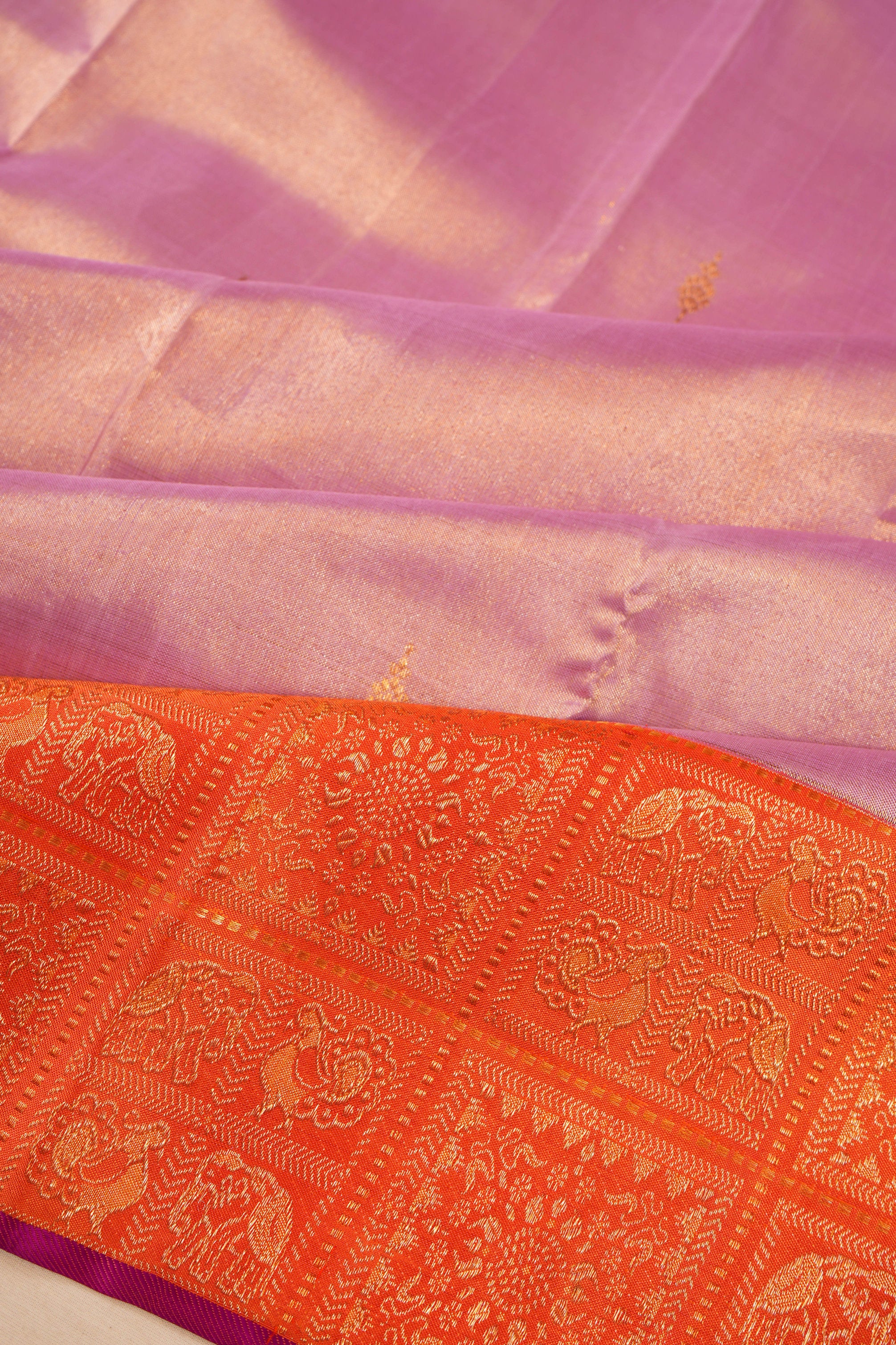 Kanchipuram Silk Tissue Butta Lavender Saree