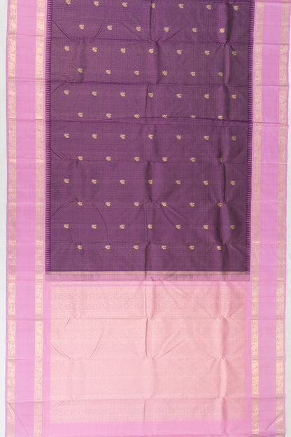 Classic Kanchipuram Silk Checks And Butta Purple Saree