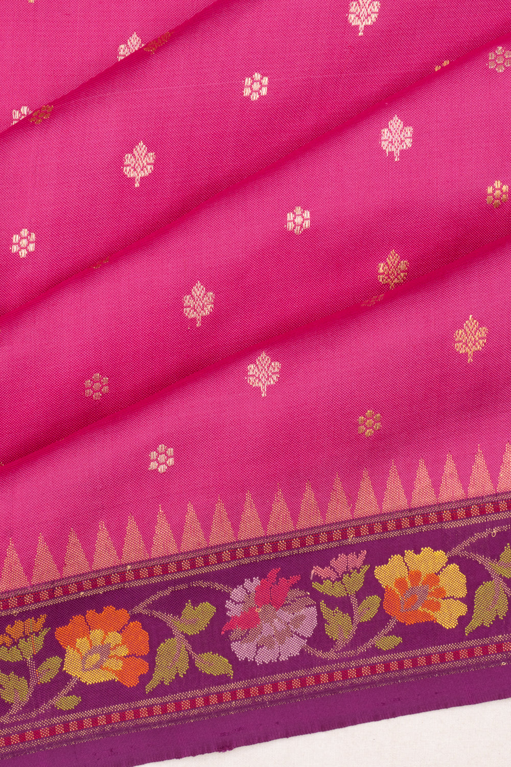 Banarasi Silk Kadwa Butta Pink Saree With Jamdani Border