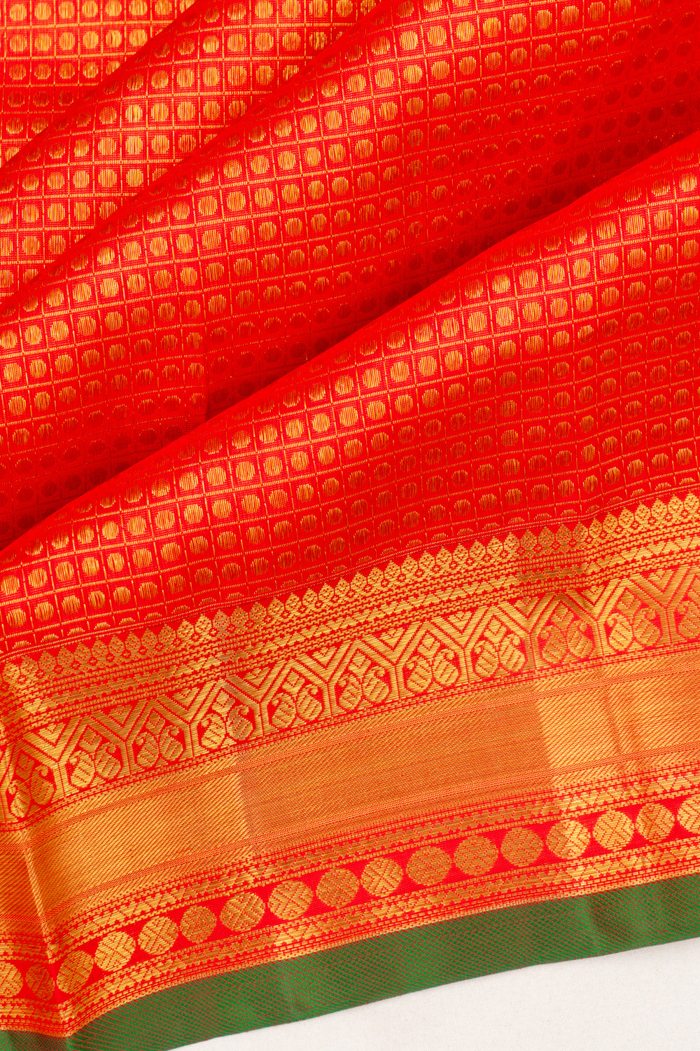 Kanchipuram Silk Checks And Butta Red Saree