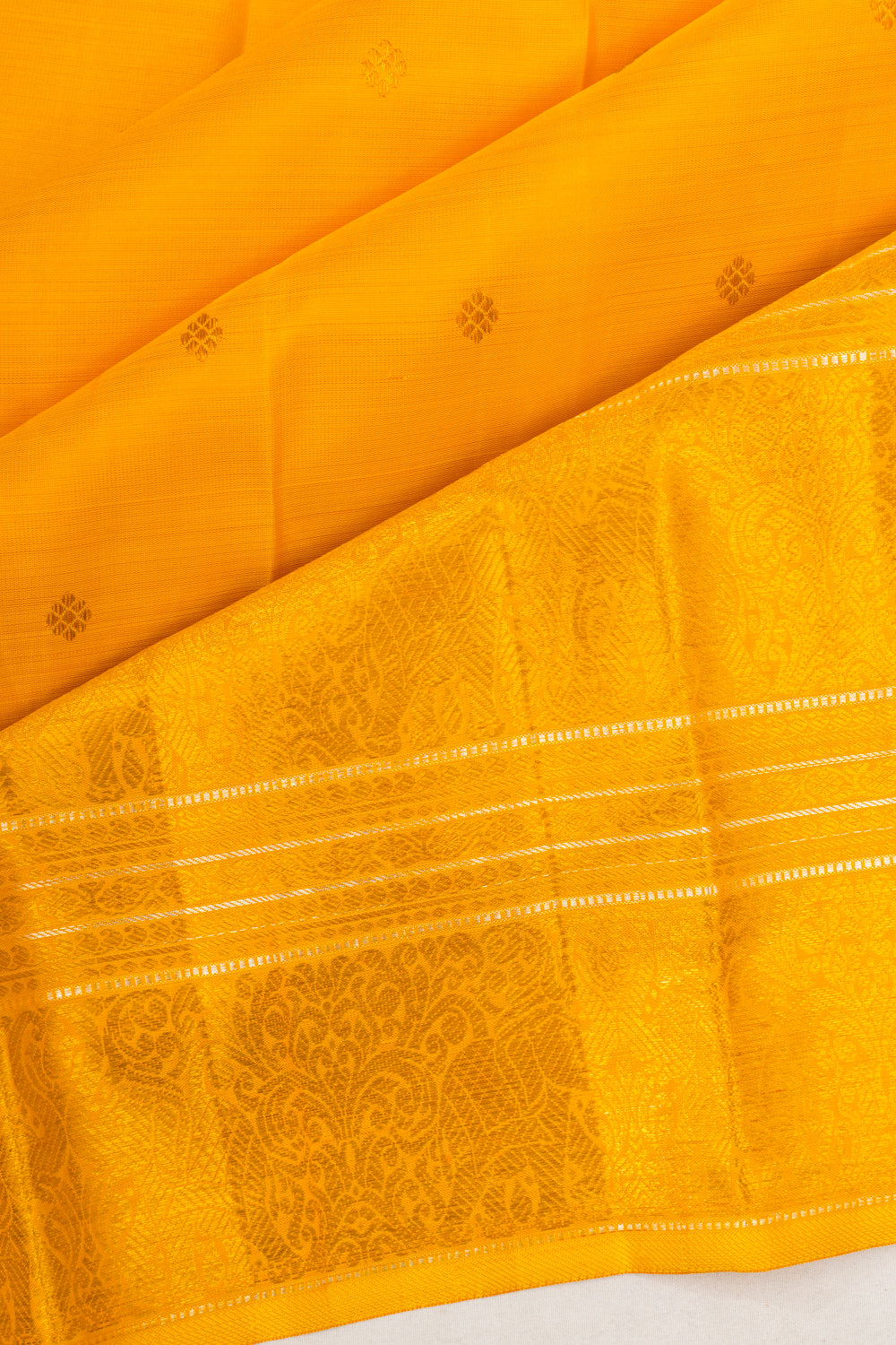 Kanchipuram Silk Butta Mustard Yellow Saree