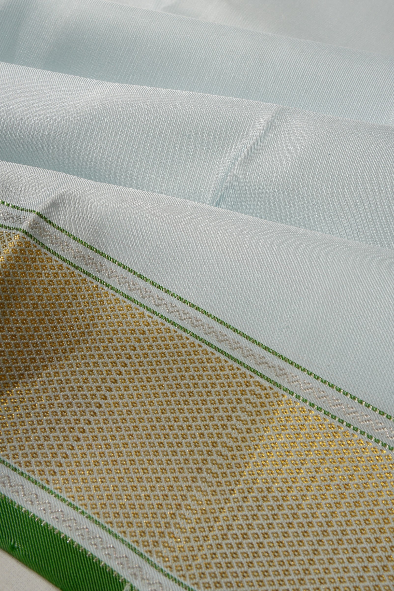 Kanchipuram Silk Twill Plain Powder Blue Saree