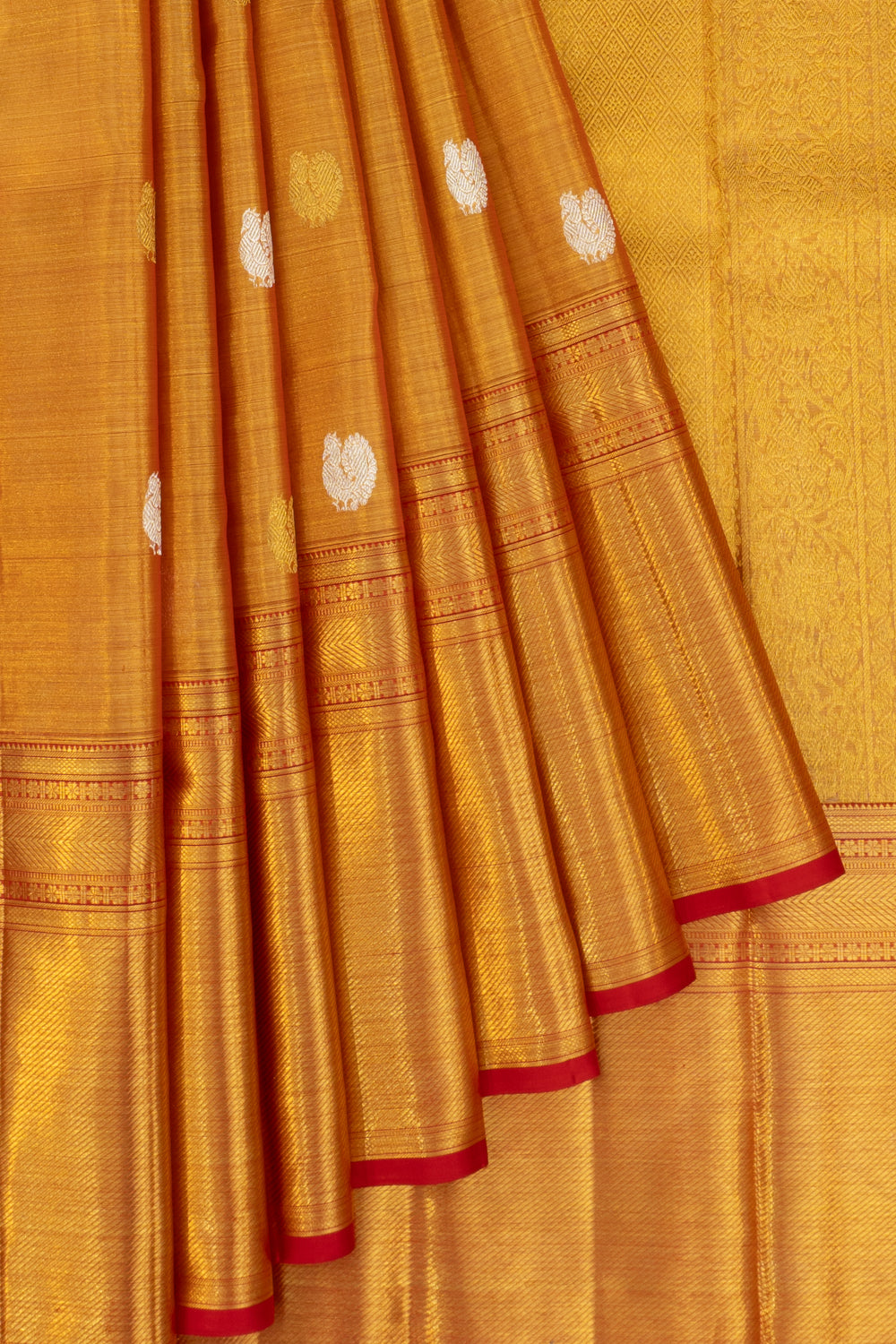 Kanchipuram Silk Tissue Butta Gold Saree