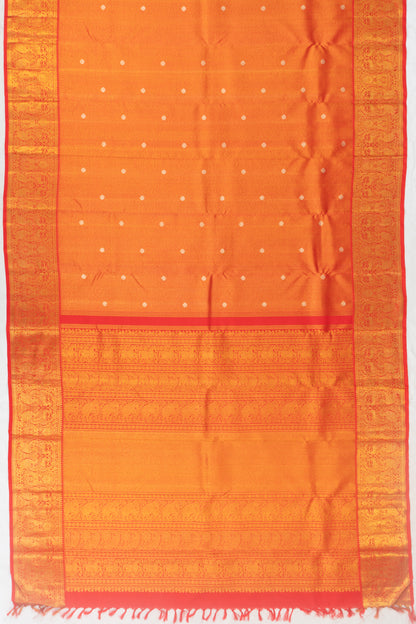 Kanchipuram Silk Diagonal Lines And Butta Red Saree