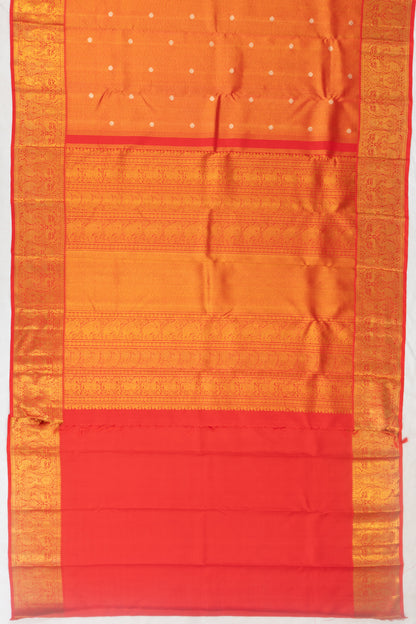 Kanchipuram Silk Diagonal Lines And Butta Red Saree