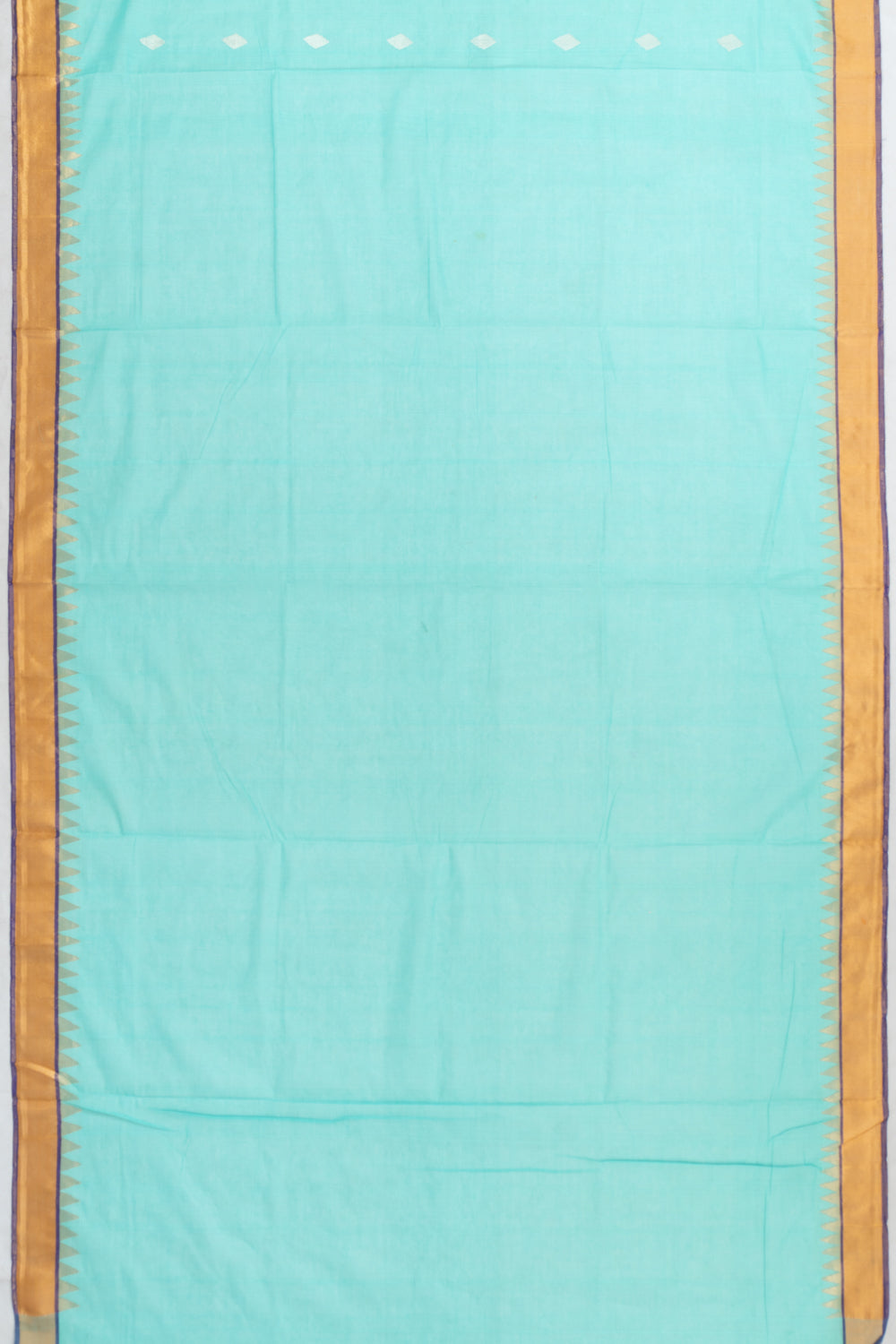 Handspun Cotton Butta Sky Blue Saree With Jamdani Pallu