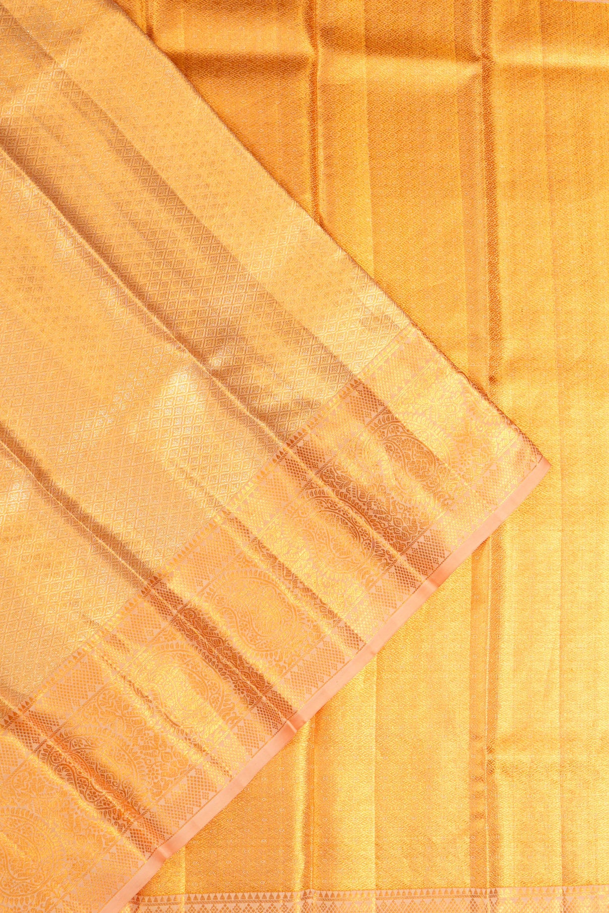Kanchipuram Silk Tissue Brocade Gold Saree
