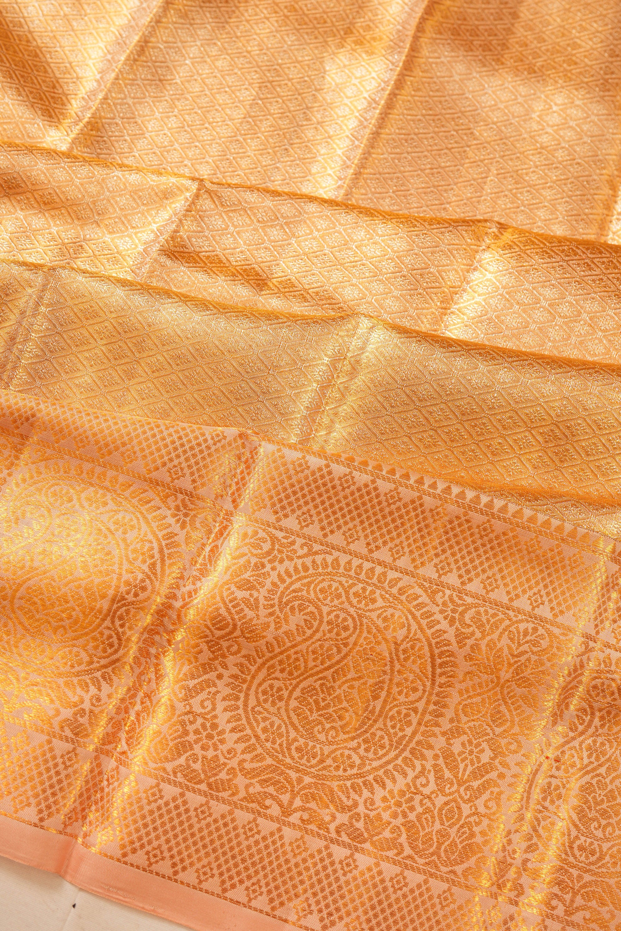 Kanchipuram Silk Tissue Brocade Gold Saree