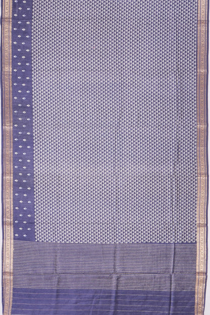 Kankatala Tussar Geometrical Brocade Dark Blue Saree g2